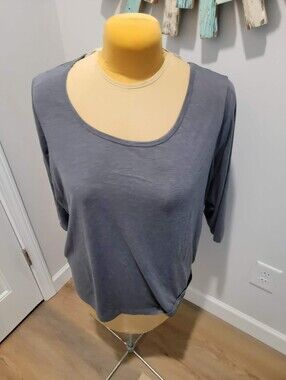 Gray Plus Size 2X Knit 3/4 Length Sleeves w/ Faux Wrap Back & Straps on Back...